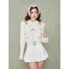 ダーリッチ Darich スパークルリボンアンサンブルニットトップス WHT