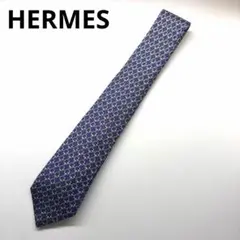 HERMES エルメス ネクタイ チェーン柄 ブルー