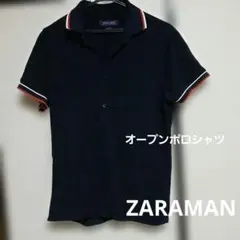 ZARA MAN　オープン ポロシャツ 濃紺 Mサイズ