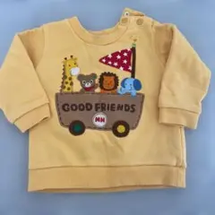 ミキハウス　動物刺繍トレーナー イエロー　サイズ80
