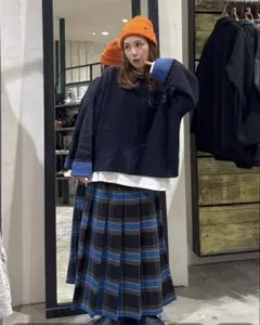 格紋斜紋裙 M尺寸 黑色格紋