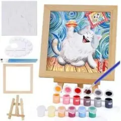 ♡最終値下げ♡子供用 お絵描きキット 可愛い猫のアート 塗り絵（食いしん坊猫）