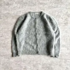 CHADORIAN アンゴラ混 シャギーカーディガン ショート丈 グレー M