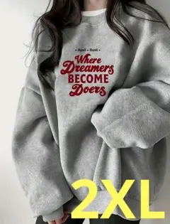 可愛い❤️Q プリント スウェット トレーナー グレー 2XL 大きめサイズ❤️