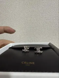 CELINE トリオンフ ラインストーン ピアス シルバー 片耳 箱付き