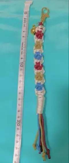 カラフル編み込みブレスレット 鈴付き 約20cm