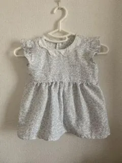 ガーゼワンピース 襟付きワンピース　70〜80㎝　グレー　ハンドメイド