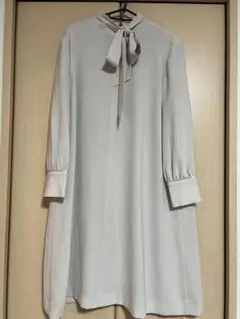 PEELSLOWLY グレー シフォン ワンピースリボン付のサムネイル