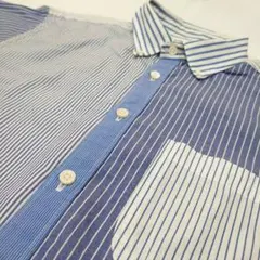 【美品】シップス ジェット ブルー マルチストライプシャツ USA製