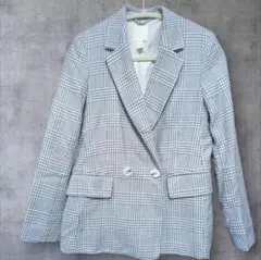 H&M グレー系 チェック柄 テーラードジャケット