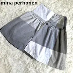 ミナペルホネン ソラ チェック エプロン 黒 リネン100 完売品 レア