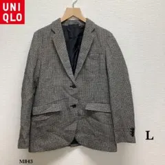UNIQLO『ユニクロ』ジャケット【L】白黒 千鳥格子 ハウンドトゥース