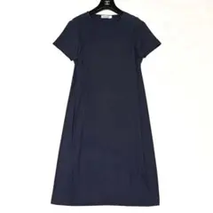 極美品✨ ジルサンダー　半袖 ロングワンピ―ス　コットン　ネイビー　ゆったり