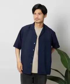 BACK NUMBER ドビーオープンカラー半袖シャツ ネイビー XLのサムネイル