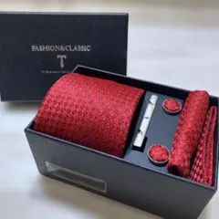 赤いネクタイセット ダイヤモンドパターン