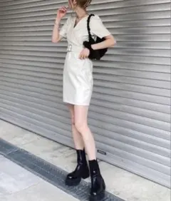 SPIRALGIRL ベルト付き合皮ワンピースのサムネイル