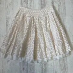 レストローズ　花柄レース フレアスカート　アイボリー　オフホワイト　白　サイズ2