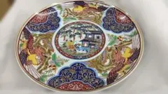 【気山窯】伊万里焼 大皿 飾り皿 金襴手 鳳凰 山水花鳥文 有田焼