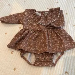 花柄ブラウンロンパース 70サイズ