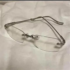 シルバー メタル リムレス メガネ