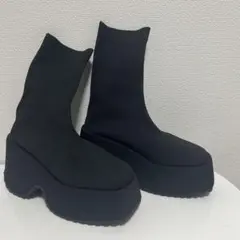 未使用に近い★23.5cm 黒 ソックスブーツ