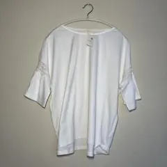 earth music & ecology ホワイト五分袖Tシャツ