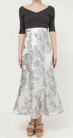 花柄ジャカードコルセットドッキングワンピース