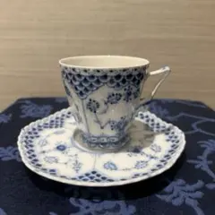 【希少】ロイヤルコペンハーゲン ブルーフルーテッド プレイン 六角形 プレート ブルーフルーテッド フルレース プレート ダブルレース 21cm