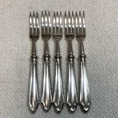 アンティーク　昭和初期製造？　三越のロゴ入りデザートフォーク5本セット