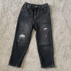 ZARAキッズ　クラッシュデニムパンツ　ブラック　120cm