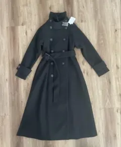 グレイル 襟3Wayベルト付きフェイクウールトレンチコート ブラック