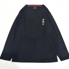 【美品/メンズL】ポロ ラルフローレン　長袖カットソー　ベア刺繍ロゴ　ブラック