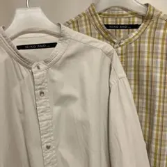 【niko and…】イエローチェック オフホワイト 長袖シャツ