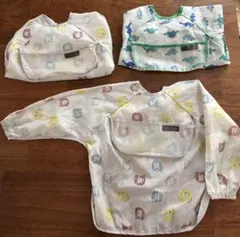 長袖　ベビー、キッズ食事用エプロン