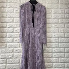 セルフォード　ボウタイレースマーメイドワンピース新品未使用36ラベンダー