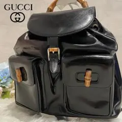 さらに値下げGUCCIオールドグッチバンブーバックパックエナメルキャンパスカーキ 値下げ！GUCCIオールドグッチバンブーバックパックエナメル