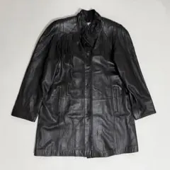 ECHO produced 本革 レザー ロングジャケット 黒 F