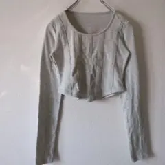 グレー Mサイズ クロップド長袖Tシャツ