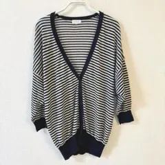 ボーダー カーディガン マッキントッシュ フィロソフィー 38 M S ネイビー
