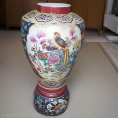 色絵 花鳥文 陶器 花瓶 壺のサムネイル