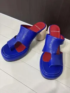 MANA マナ カットオープンミュール 厚底サンダル ブルー 23.5cmのサムネイル