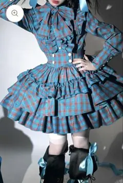 【美品】CATCOCOON クラシカルドール セットアップ ブルーチェック M