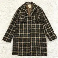 Shuca シュカ チェック柄チェスターコート L ブラック ブラウン