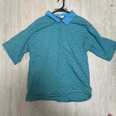 Nike XL 青と緑のストライプポロシャツ