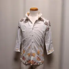 NICOLE CLUB FOR MEN 刺繍花柄模様 シャツ 7分袖 【46】のサムネイル