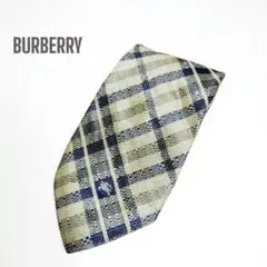 BURBERRYSバーバリーズネクタイイエロー金ネイビー紺総柄チェック綿100％のサムネイル