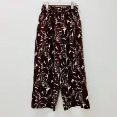 【a0522】ローリーズファーム 美品 ワイドパンツ 総柄 M ブラウン