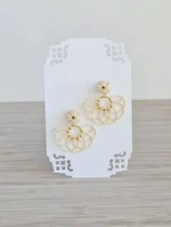 水引お花ピアス【ピンクゴールド】