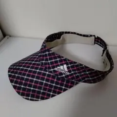 adidas アディダス ゴルフ バイザー 帽子 ネイビーチェック柄 レディース