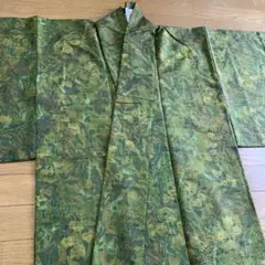 京都　西陣　稲栄　緑色 植物模様柄　着物　豪華　気品　アンティーク　レトロ